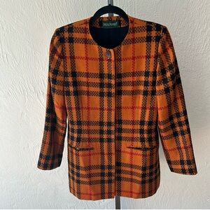 Harve Benard Women's Orange Plaid Blazer